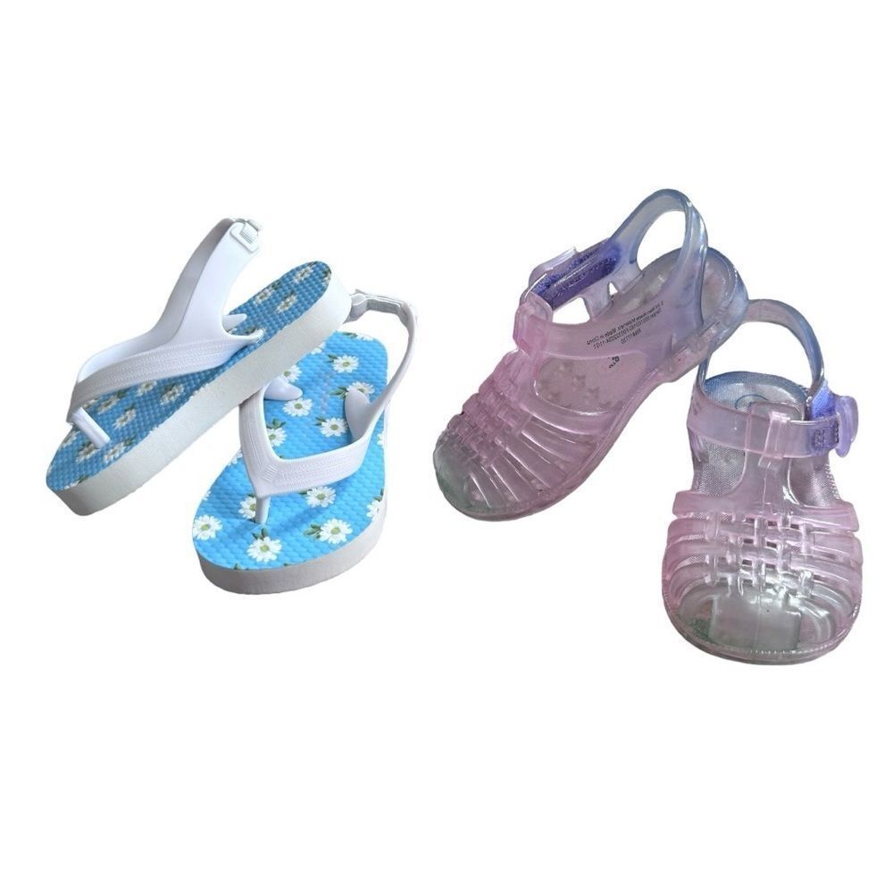 Old Navy Cat & Jack BUNDLE Baby Girls Summer Sandals Flip Flops. Size Infant 5.
